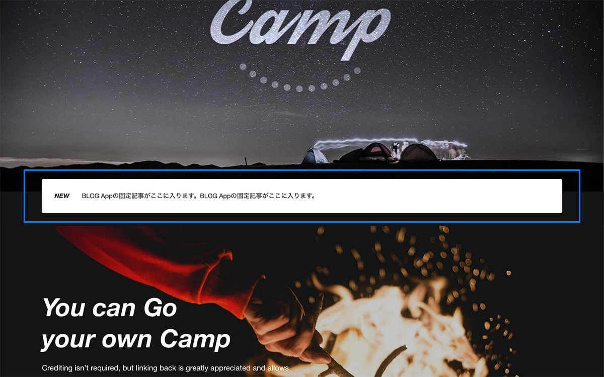TOPページ ブログ記事固定表示